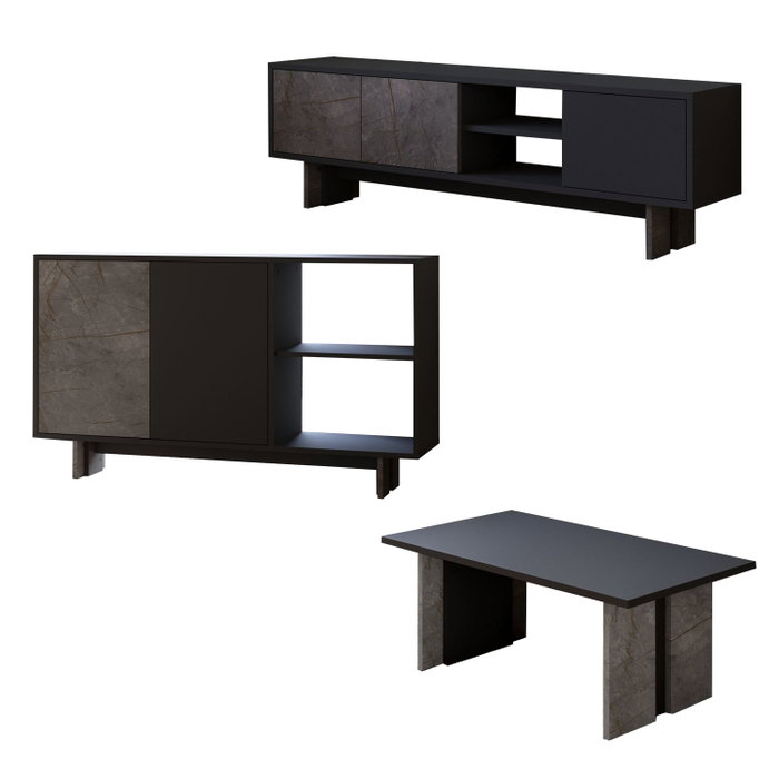 Hanah Home Ravello Gordion Marble y Anthracite
